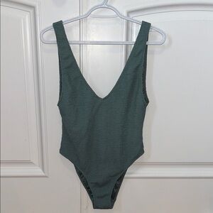 Zara Sage Green Textured One Piece Bodysuit - Large